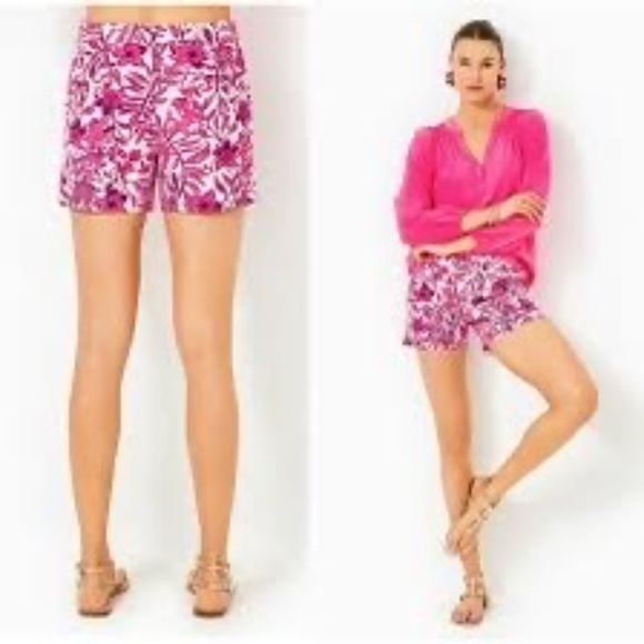 Lilly Pulitzer Pants - Lilly Pulitzer Gretchen High Rise 5” Shorts Elderflower Blossom Print Size 0 NWT